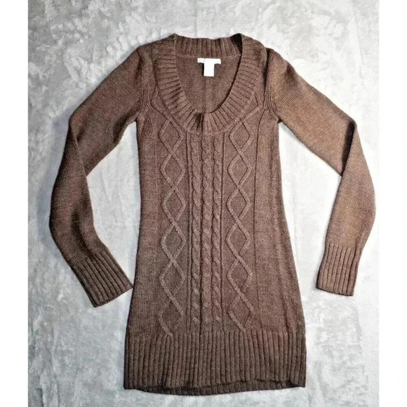Charlotte Russe Sweater Womens Long Sleeve Dress Brown Small - Picture 2 of 9